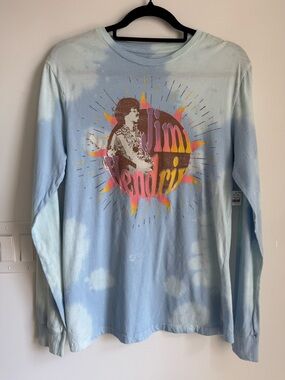 Jimi Hendrix Men’s Long Sleeve T-Shirt - Light Blue Tie-Dyed NEW